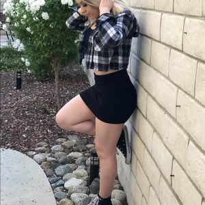 Cropped flannel button up top